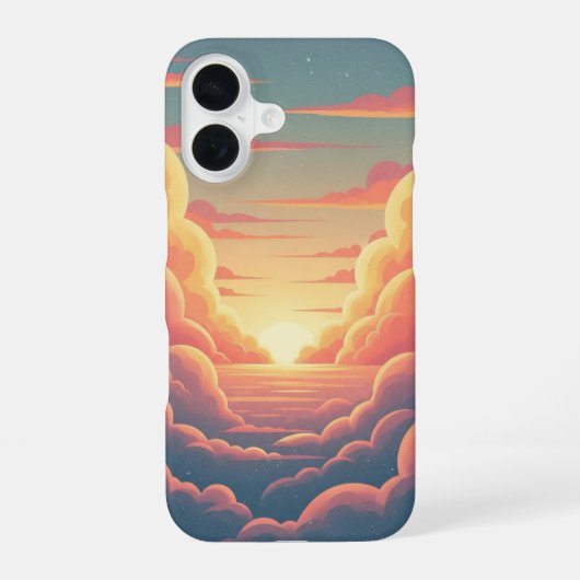 レトロな雲の地平線 iPhone 16ケース (裏面)