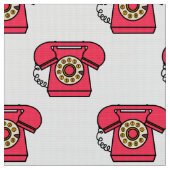 レトロな電話模様の織物 ファブリック (クローズアップ)