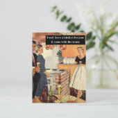 レトロな面白い結婚前パーティー / 新築パーティー ポストカード (スタンド正面)