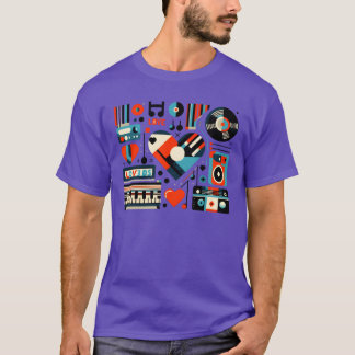 レトロな音楽を愛するオーナメント Tシャツ