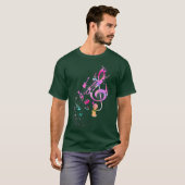 レトロな音符とミュージシャンのデザイン Tシャツ (正面フル)