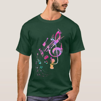 レトロな音符とミュージシャンのデザイン Tシャツ