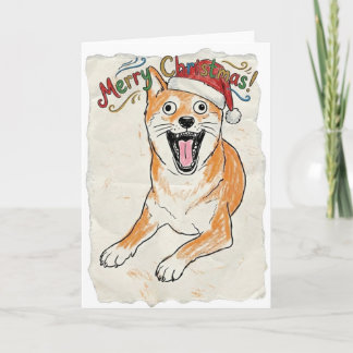 レトロな風合いがかわいい柴犬のクリスマスアート カード
