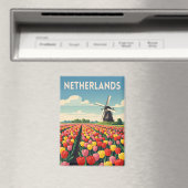 レトロな風情漂うオランダのチューリップ風景 マグネット (インサイチュ (食洗機))