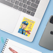 レトロな風貌のコメディポップアート警察官グッズ シール (ノートパソコンとiPhone)
