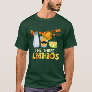 レトロな飲み会パーティーのための三人の友達テキーラメキシカンドリンク Tシャツ