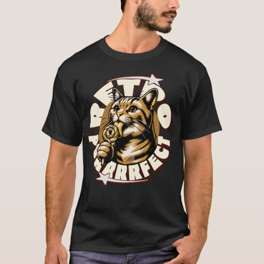 レトロな飴とキュートな猫好き Tシャツ (正面)