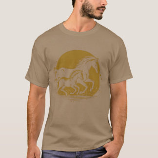 レトロな馬の親子競走 Tシャツ
