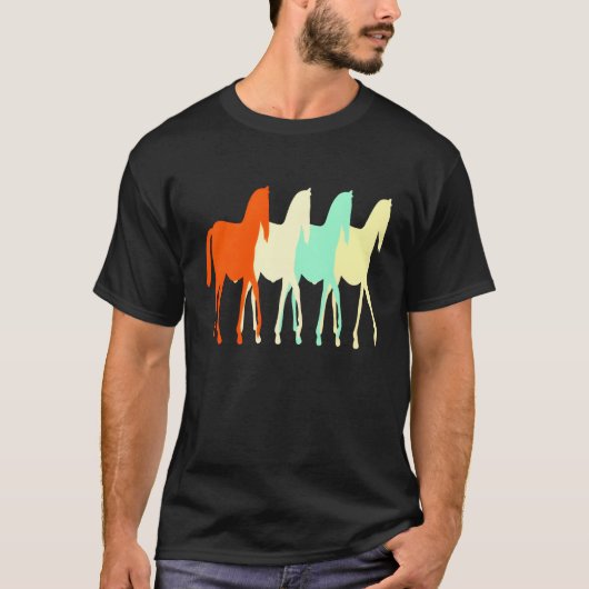 レトロな馬 かわいい 馬好き おもしろい Tシャツ (正面)