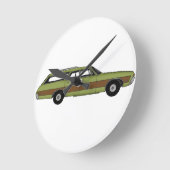 レトロな駅馬車 ラウンド壁時計 (傾斜)