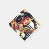 レトロな魅力のタトゥー・ピンアップ スタンダードカクテルナプキン (角)
