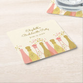 レトロな魅力満載の1960年代シャンパンパーティー スクエアペーパーコースター (アングル)