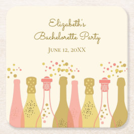 レトロな魅力満載の1960年代スタイルのシャンパン独身最後の夜会 スクエアペーパーコースター