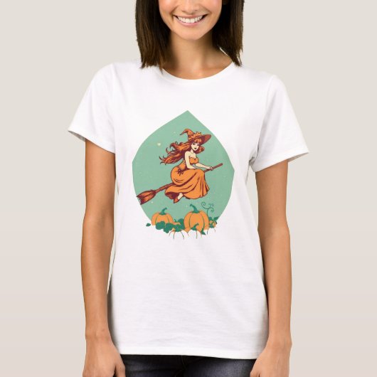 レトロな魔女のかぼちゃ女王 Tシャツ (正面)