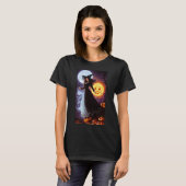 レトロな魔女のハロウィンTシャツ Tシャツ (正面フル)