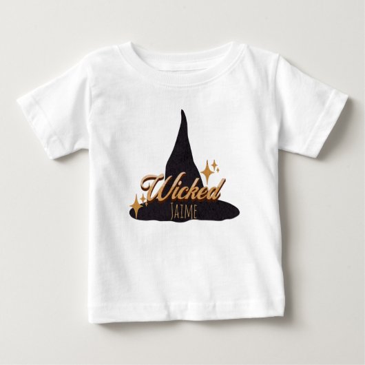 レトロな魔女の帽子 邪悪な名前 ベビーTシャツ (正面)