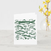 レトロな魚の種類 生物学 淡水魚の種類 カード (黄色い花)
