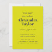 レトロな鮮やかな黄色のチェック柄 おしゃれな卒業パーティー 招待状 (正面)