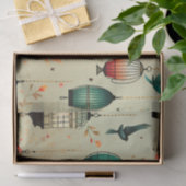 レトロな鳥かご と 飛ぶ鳥のデコパージュ 薄葉紙 (ギフト)