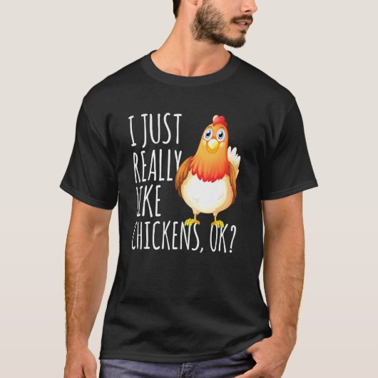レトロな鳥のTシャツ、私はただ鶏が本当に好き Tシャツ (正面)
