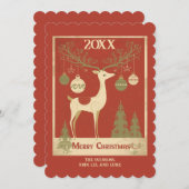 レトロな鹿のスカンジナビアスタイル シーズンカード (正面/裏面)