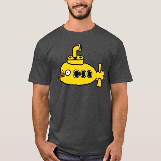 レトロな黄色い鳥の潜水艦 Tシャツ (正面)