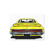 レトロな黄色のマッスルカー リアビュー ポップアートイラスト