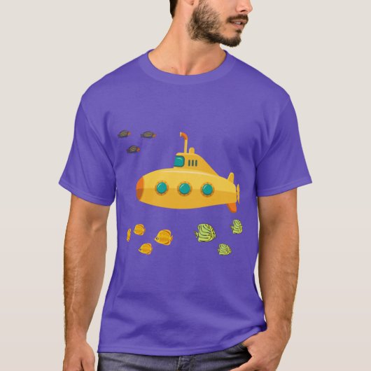 レトロな黄色の潜水艦少年 Tシャツ (正面)