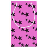 レトロな黒い星がピンク色 スモールペーパーバッグ (裏面)