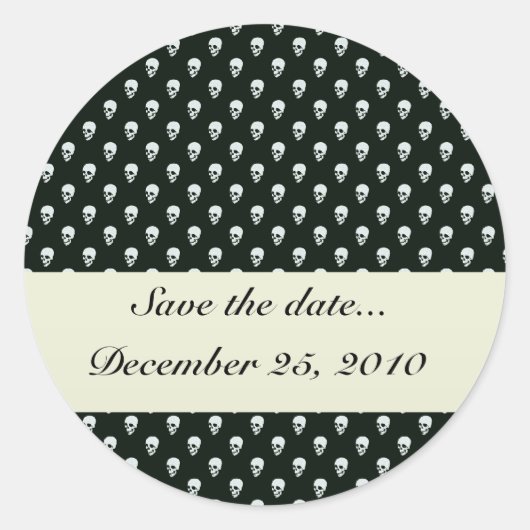 レトロな黒い表面の危険な白いスカル ラウンドシール (正面)