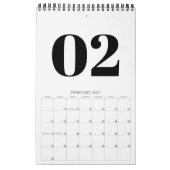 レトロな黒と白のタイポグラフィ 写真なし 2026年 カレンダー (2月 2027)