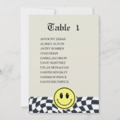 レトロな黒と白のチェック柄のテーブル番号チャート 招待状 (正面)