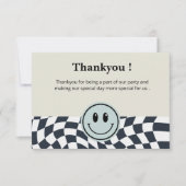 レトロな黒と白のチェック柄 サンキューカード (正面)