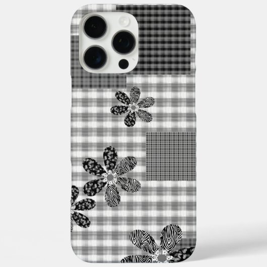 レトロな黒と白のパッチワークの田舎風パターン Case-Mate iPhoneケース (裏面)