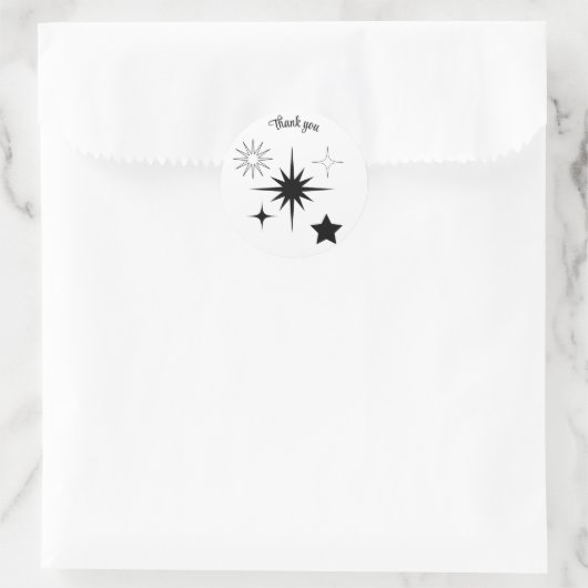 レトロな黒星ありがとうパーソナライズされた ラウンドシール (バッグ)