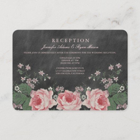 レトロな黒板 ウェディングパーティー 受付カード エンクロージャーカード (正面)