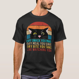 レトロな黒猫のテーマのスナックプレート Tシャツ