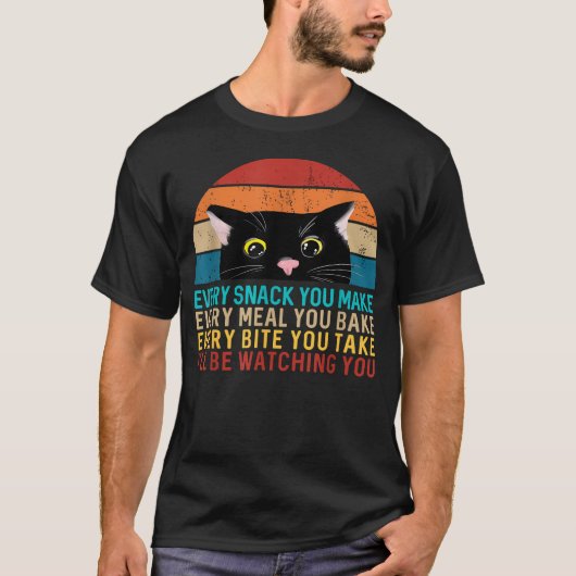 レトロな黒猫のテーマのスナックプレート Tシャツ (正面)