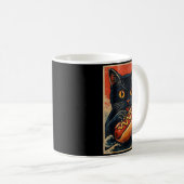 レトロな黒猫のホットドッグ大好き 日本 コーヒーマグカップ (正面右)