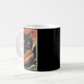レトロな黒猫のホットドッグ大好き 日本 コーヒーマグカップ (正面左)