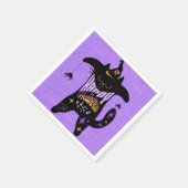 レトロな黒猫の面白いハロウィン  スタンダードカクテルナプキン (角)