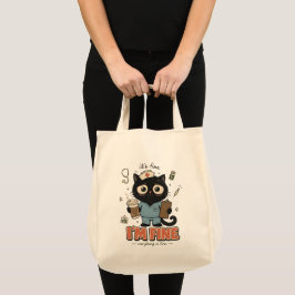 レトロな黒猫看護師 - 何とかなる トートバッグ
