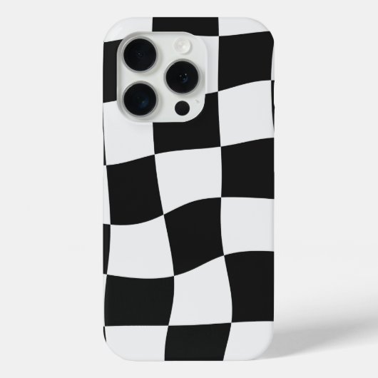 レトロな黒白チェックの歪んだチェッカーボード Case-Mate iPhoneケース (裏面)