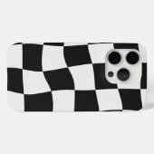 レトロな黒白チェックの歪んだチェッカーボード Case-Mate iPhoneケース (裏面 (横))