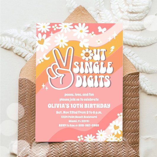 レトロな10歳の誕生日パーティー招待状 招待状