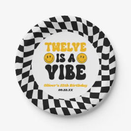 レトロな12歳の誕生日パーティー Twelve Is A Vibe ペーパープレート