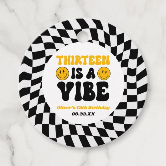 レトロな13歳の誕生日パーティー Thirteen Is A Vibe フェイバータグ (正面)