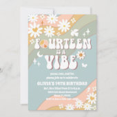 レトロな14歳の誕生日パーティー招待状 招待状 (正面)