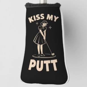 レトロな1940年代のゴルフ・ゴルファー愛好家のためのデザイン「Kiss My Putt」 ゴルフヘッドカバー
