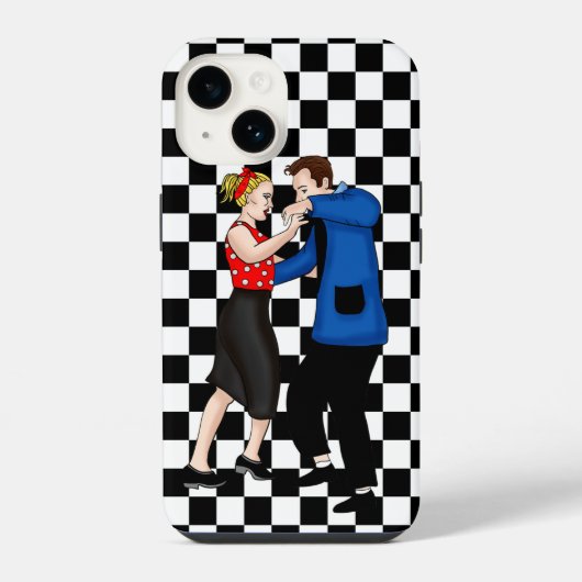 レトロな1950年代のダンスカップル iPhoneケース (裏面)
